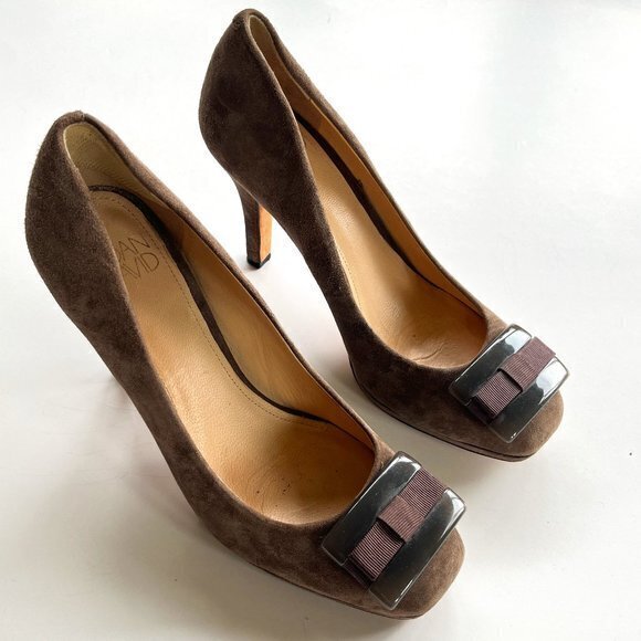 Joan & David Brown Suede Leather‎ Womens Size 5.5M - Picture 1 of 7